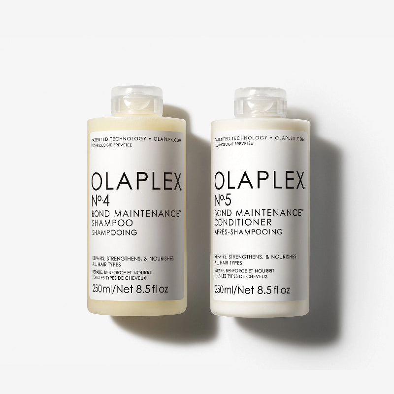 Dúo de cuidado capilar Shampoo y Acondicionador OLAPLEX N°4 de 250ml + N°5 de 250ml
