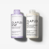 Dúo de Cuidado Rubios Acondicionados Shampoo y Acondicionador OLAPLEX N°4P de 250ml + N°5 de 250ml OLAPLEX