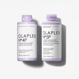 Dúo de Cuidado Rubios Perpetuos Shampoo y Acondicionador OLAPLEX N°4P de 250ml + N°5P de 250ml OLAPLEX