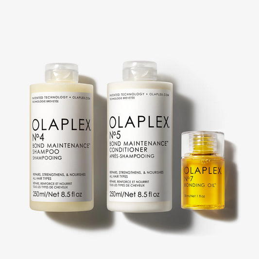 Kit de Cuidado Capilar Con Protección Térmica OLAPLEX N°4 de 250ml + N°5 de 250ml + N°7 30ml